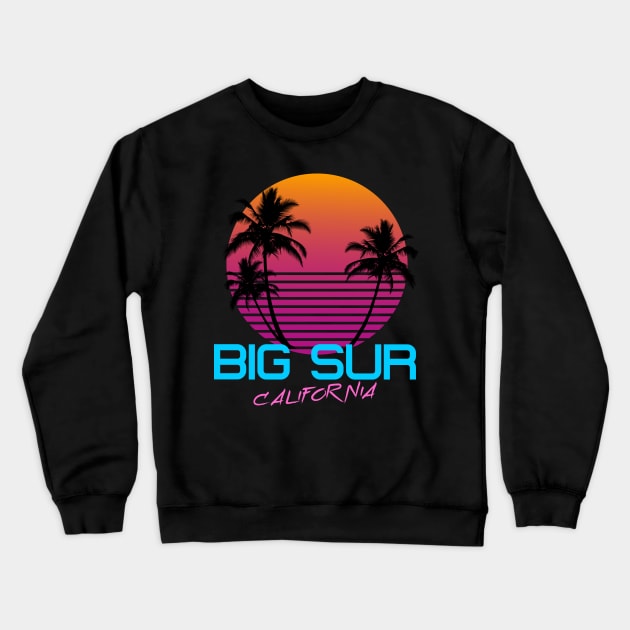 Big Sur California Retro 80's Crewneck Sweatshirt by OCSurfStyle